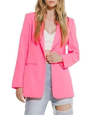 Endless Rose Tailored Single Button Blazer - Pink