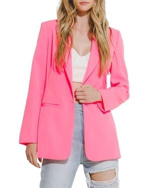 Endless Rose Tailored Single Button Blazer - Pink