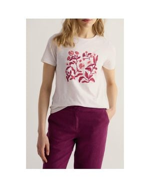 Seasalt Cornwall Printing Ink Organic Cotton Graphic T-Shirt - Purple