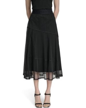 DKNY Layered Mesh Midi Skirt - Black