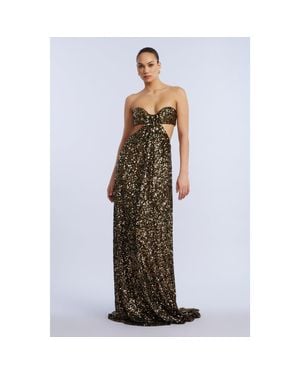 BCBGMAXAZRIA Sequin Strapless Gown - Metallic