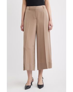 Theory Wide Leg Satin Culottes - Natural