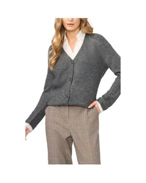Halogen® Mixed Media Twofer V-Neck Cardigan - Gray