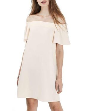 TOPSHOP Off The Shoulder Trapeze Dress - Natural