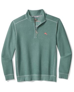 Tommy Bahama Montego Bay Textured Cotton & Lyocell Half Zip Pullover - Green