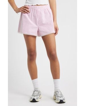 BP. Seersucker Stretch Cotton Boxer Shorts - Pink