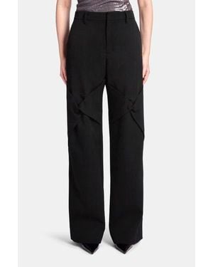 Kate Barton Draped Knee Wool Trouser - Black