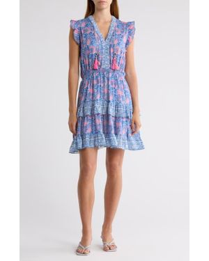 Alicia Bell Olivia Ruffle Cotton & Silk Cover-Up Sundress - Blue