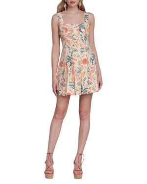 Avec Les Filles Fit & Flare Pleated Minidress - Natural