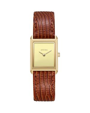 Breda Small Virgil Leather Strap Two-Tone Tank Watch, 20Mm X 26Mm - Metallic