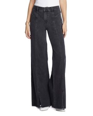 Wash Lab Denim Front Slit Wide Leg Jeans - Blue