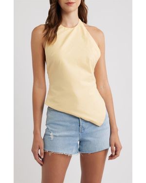Petal & Pup Ilyana Asymmetric Cotton & Linen Halter Top - Natural
