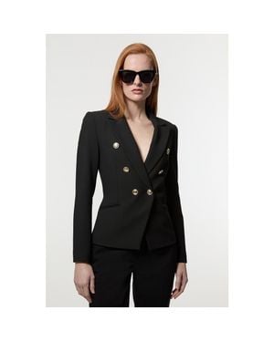 Karen Millen Petite Tailored Button Military Blazer - Black