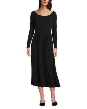 Lands' End Cotton Modal Off Shoulder Midi Dress - Black