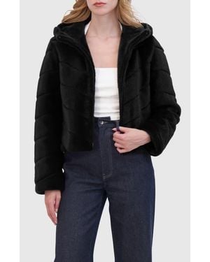 Lyla Grant Fur-Free Mink (Faux Fur) Hooded Jacket - Black