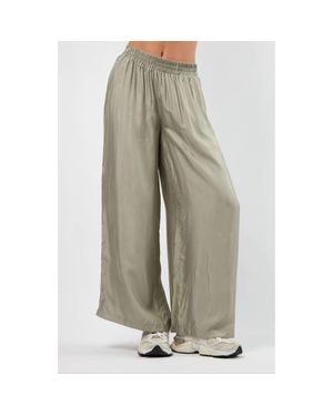Viens Avec Moi The Riviera Cupro Wide Leg Pants - Gray