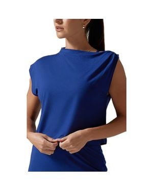 Tavi Brushed Tec Knit Asymmetrical Tee - Blue