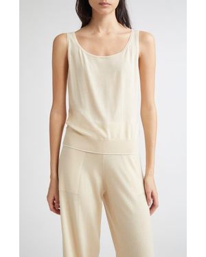 Eleventy Tipped Merino Wool Sweater Tank - Natural