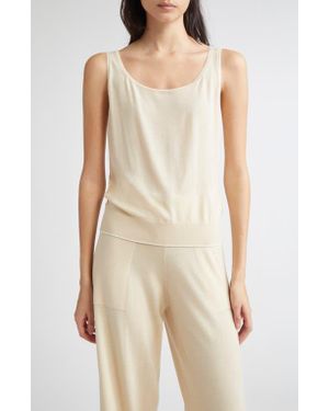 Eleventy Tipped Merino Wool Sweater Tank - Natural