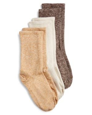 Hue Must Have 3-Pack Assorted Crew Socks - Natural