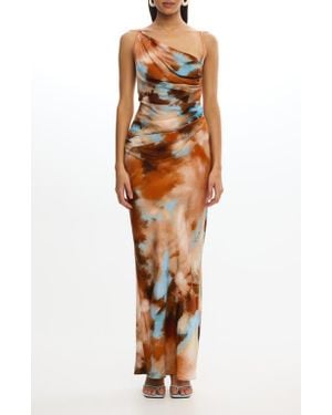 Significant Other Rhode Abstract Asymmetric Neck Gown - Orange
