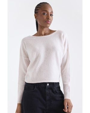 1982 Leyla Low Back 100% Cashmere Sweater - White