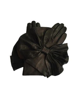Paula Rowan Minnie Massive Bow Leather Gloves - Black