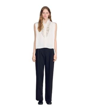 Sandro Ruffled Collar Shirt - Blue