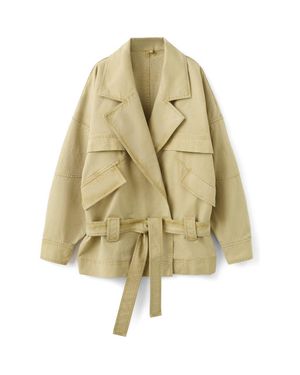 Mango Belted Denim Jacket - Natural