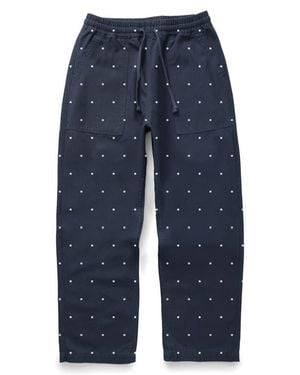 Service Works Polka Dot Cotton Canvas Drawstring Chef Pants - Blue