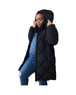 Ingrid & Isabel Grow With You Maternity Hooded Long Parka Jacket - Blue