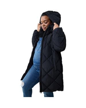 Ingrid & Isabel Grow With You Maternity Hooded Long Parka Jacket - Blue