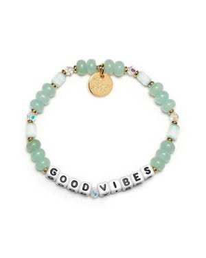 Little Words Project Good Vibes Beaded Stretch Bracelet - Metallic