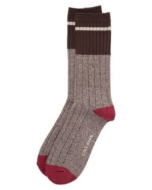 Cole Haan Casual Rib Crew Socks - Brown
