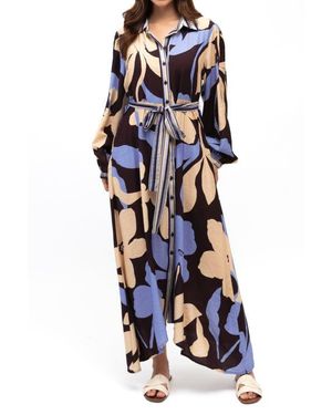 Studibaker Hawk Flora Maxi Shirtdress - Blue