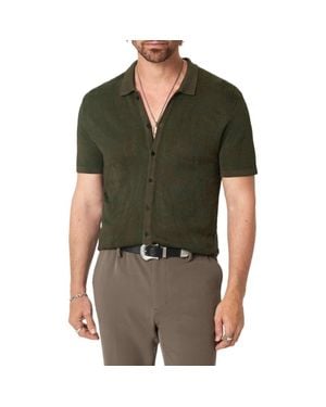 John Varvatos Cayden Jacquard Short Sleeve Full Button Cardigan - Green