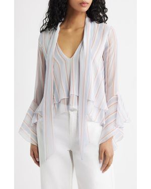Mango Leif Stripe Ruffle Shirt - White
