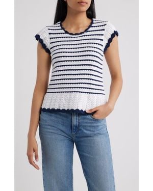 Bobeau Tipped Tie Back Sweater - Blue