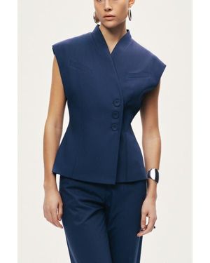 Nocturne Tailored Sleeveless Vest - Blue
