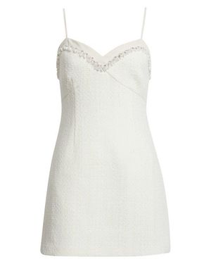 LoveShackFancy Sue Sequin Tweed Sleeveless Minidress - White