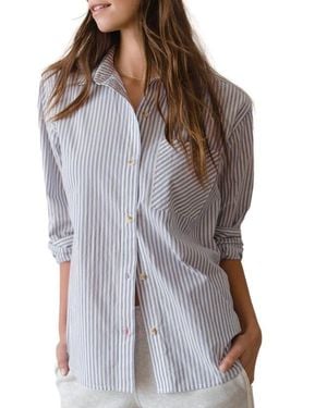 Marine Layer Jane California Relaxed Stripe Cotton Poplin Button-Up Shirt - Multicolor