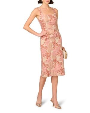 Aidan Mattox by Adrianna Papell Stretch Jacquard Midi Cocktail Dress - Multicolor