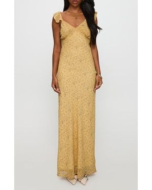 Princess Polly Dearlie Floral Ruffle Strap Maxi Dress - Yellow