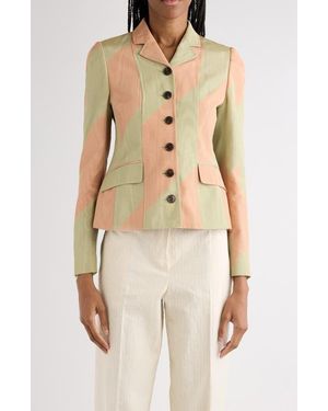 Dries Van Noten Belia Broken Stripe Moiré Jacket - Natural