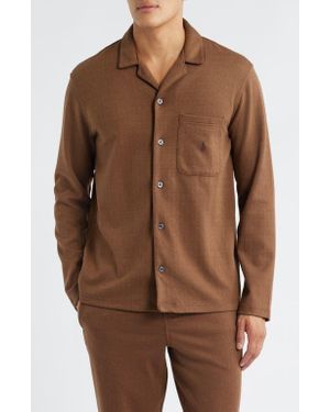 Polo Ralph Lauren Herringbone Twill Pajama Top - Brown