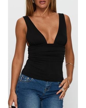 Princess Polly Sublime Ruched Tank - Black