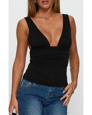 Princess Polly Sublime Ruched Tank - Black