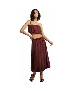 Onia Air Linen Bubble Maxi Skirt - Red