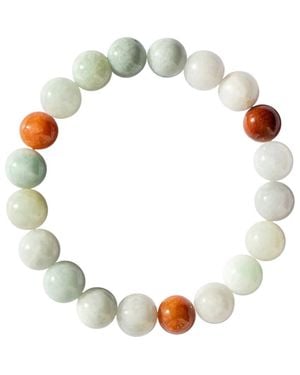 seree Beaded Jade Stretch Bracelet - White