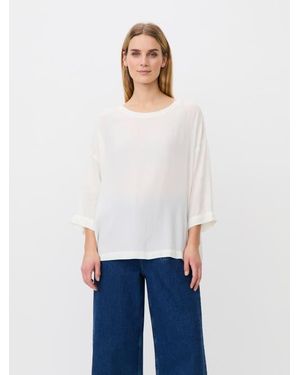Masai Mabecca Round Neck Draped Blouse - White